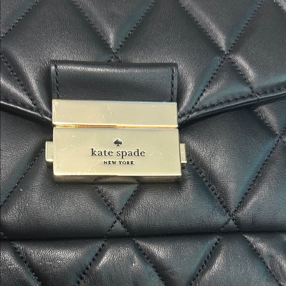 Kate Spade Black Quilted Shoulder Bag with Gold Chain - Picture 2 of 4
